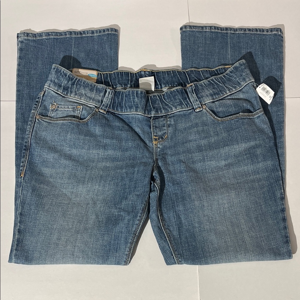 Old Navy Maternity Woven Waistband Boot Cut Jeans Stretch Low Rise sz 12 NEW!